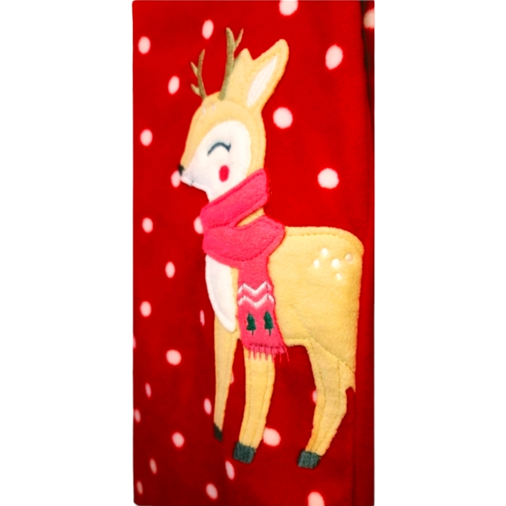 Carters Christmas Holiday Reindeer Red and White Girls footed Pajamas PJ… - Picture 2 of 5